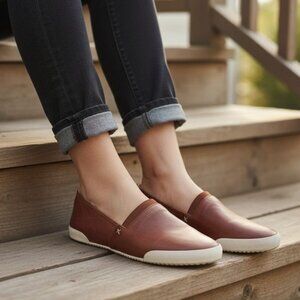 Frye 6.5 Melanie Women Slip on Shoes Cognac Antique Soft Vintage Leather Loafers